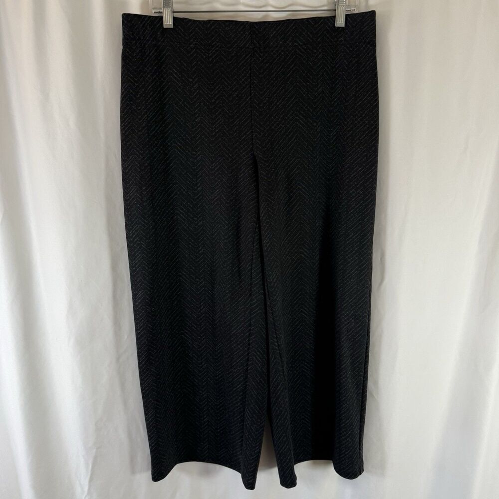 Jules Leopold Pants Women's Large Grey Wide Leg Pull On Elastic Waist